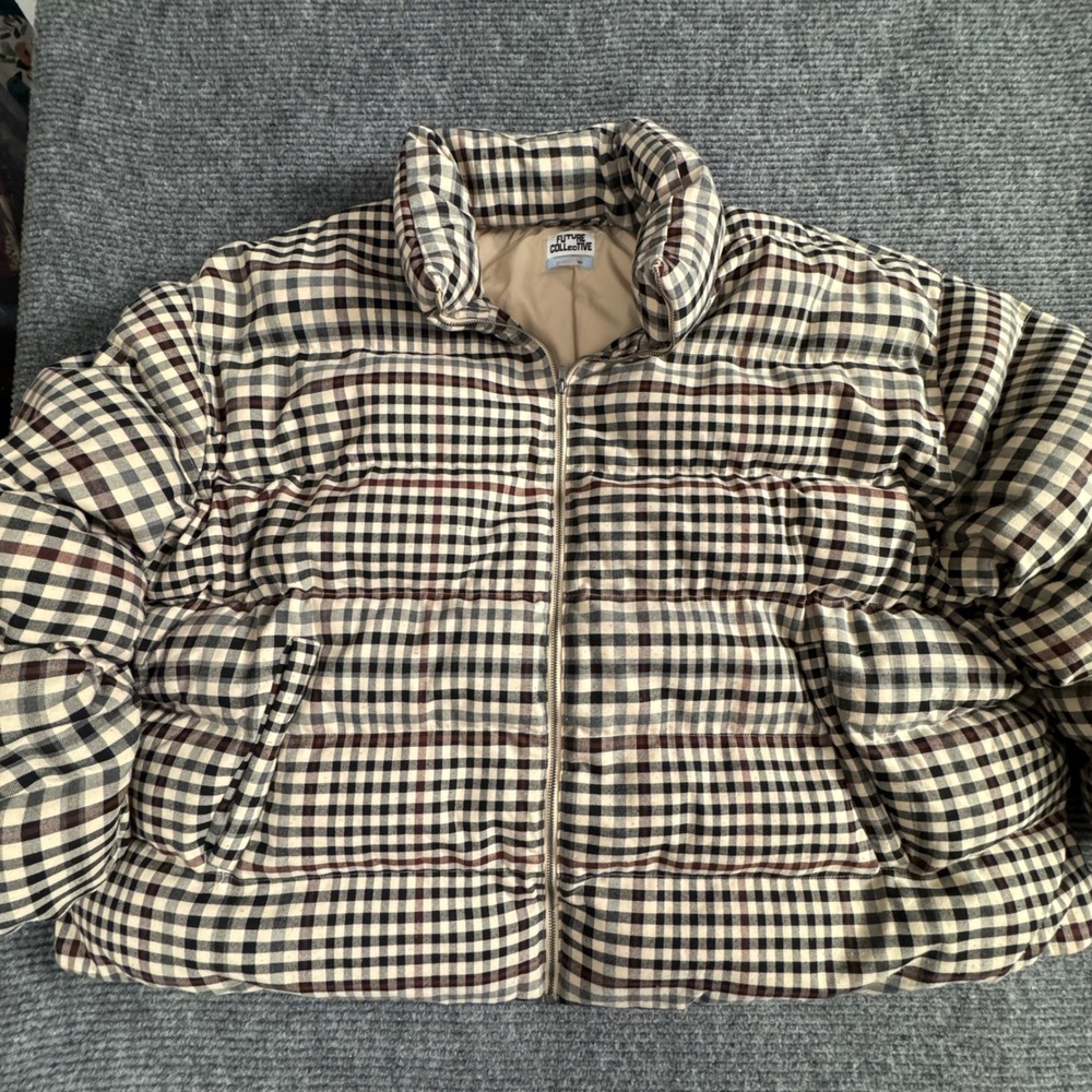 Future Collective Reese Blutstein 3X Plaid Puffer Jacket Oversized Boxy Check